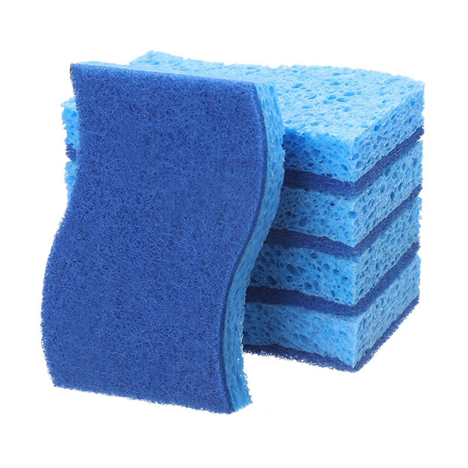 Kitchen Scrub Sponges - Non-Scratch Dishwashing Sponge for Cleaning Dishes,  pots and Pans - 5 Pack (Blue)